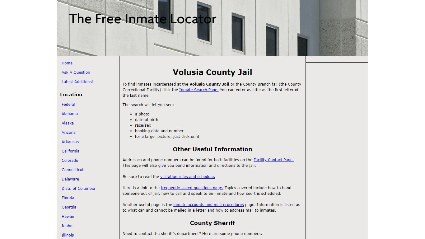 Volusia County Jail - The Free Inmate Locator